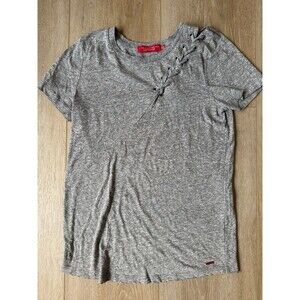 n:PHILANTHROPY Gaia Lace Front Distressed Gray Tee XS